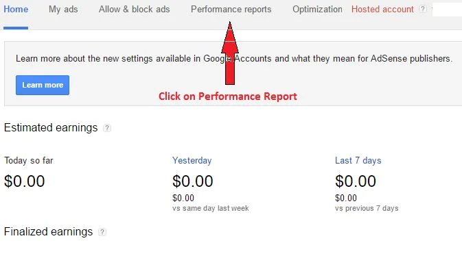 在 AdSense 中找到每日收入报告