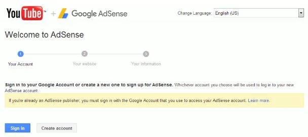 将 YouTube 帐户链接到 AdSense
