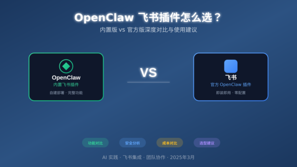 OpenClaw 飞书插件怎么选？内置版 vs 官方版深度对比与使用建议