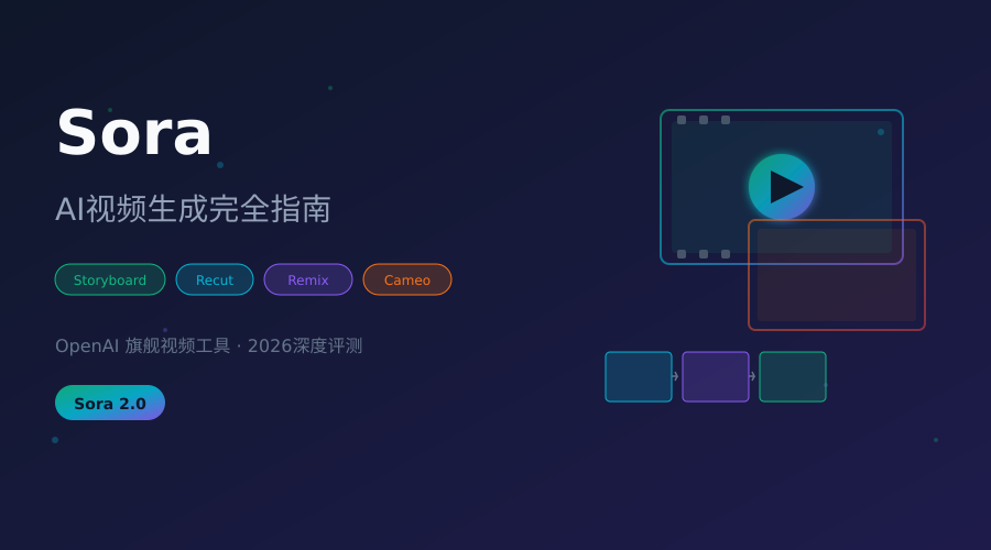 Sora AI视频生成完全指南（2026）：OpenAI旗舰视频工具深度评测，Storyboard分镜功能、Cameo换脸与订阅价格全解析