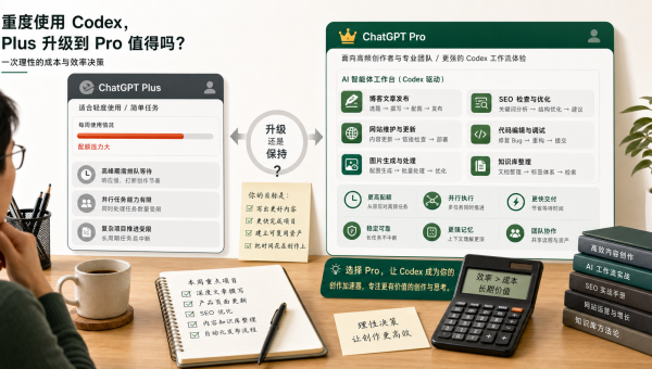 ChatGPT Pro 升级决策与 Codex 重度使用工作流对比示意图
