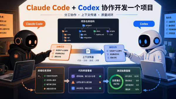 Claude Code 与 Codex 在同一个项目中协作完成需求分析、代码修改和测试验证