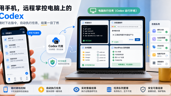 手机控制电脑运行 Codex 的三种实操方法示意图