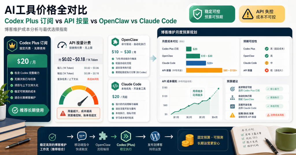 Codex Plus 套餐够用吗？和 API 调用、OpenClaw、Claude Code 的成本对比 – 老达AI博客