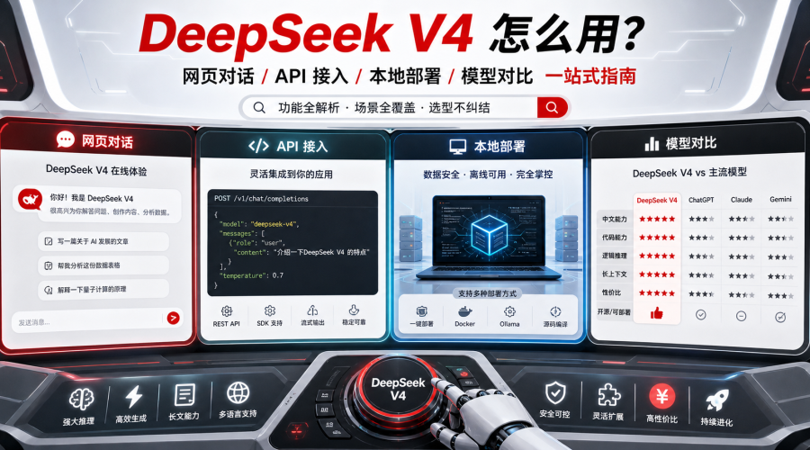 DeepSeek V4 网页 API 本地部署和模型对比使用指南图