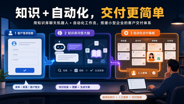 Dify 知识库问答、n8n 自动化流程和人工审核节点连接成客户交付工作台