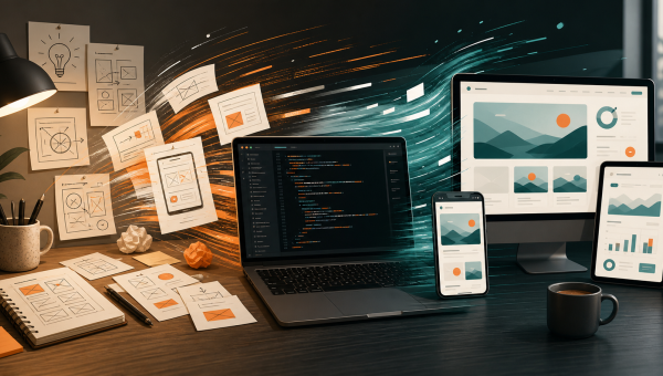 Vibe Coding 从想法草图、原型设计到代码实现和产品上线的 AI 辅助编程工作流主题图
