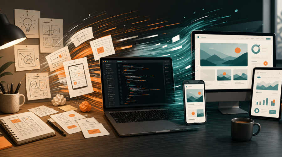 Vibe Coding 从想法草图、原型设计到代码实现和产品上线的 AI 辅助编程工作流主题图