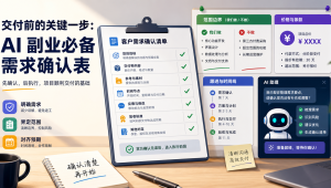 AI副业需求确认表把客户目标、交付范围、素材责任和验收标准整理成接单前清单