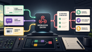 n8n Webhook 自动化入口连接表单、消息、网站事件和人工审核流程
