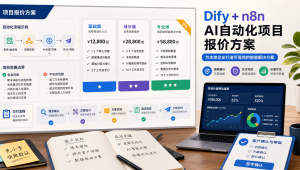 Dify 和 n8n AI自动化项目报价方案，展示流程范围、交付清单、客户确认和维护续费